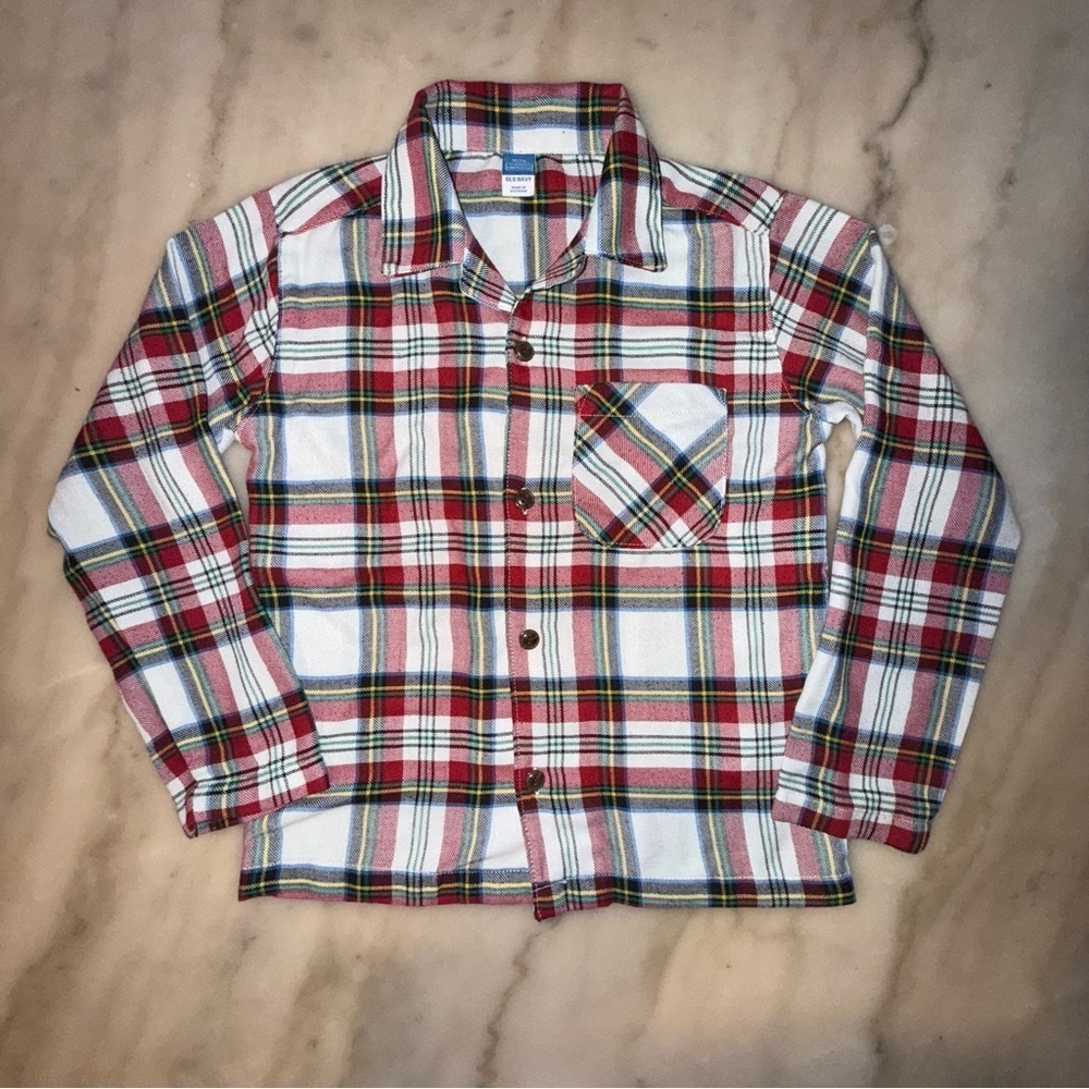 Old Navy Christmas pajama top plaid size 6-7 small